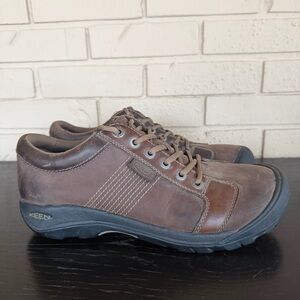 Mens Size 11 Keen Austin Chocolate Brown Water-Resistant Leather Lace-Up Shoes